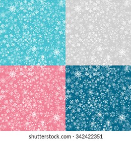 Vector illustration. Abstract Christmas snowflakes background. Seamless pattern