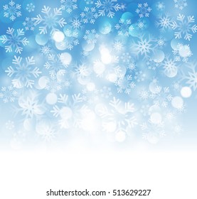 Vector illustration. Abstract Christmas snowflakes background. Blue color