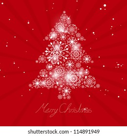 Vector Illustration of an Abstract Christmas Tree with Snowflakes