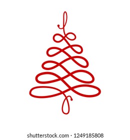 Vector illustration, abstract Christmas tree, line style. Can be used as icon, applicable for greeting cards, banners, New Year design concepts.