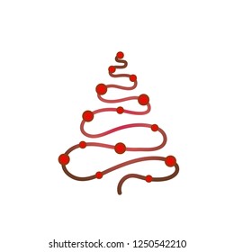 Vector illustration, abstract Christmas tree, line style. Can be used as icon, applicable for greeting cards, banners, New Year design concepts.