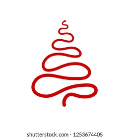Vector illustration, abstract Christmas tree, line style. Can be used as icon, applicable for greeting cards, banners, New Year design concepts.