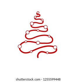 Vector illustration, abstract Christmas tree, line style. Can be used as icon, applicable for greeting cards, banners, New Year design concepts.