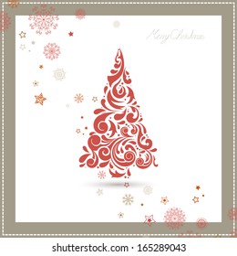 Vector Illustration of an Abstract Christmas Tree with Snowflakes