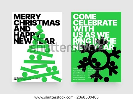 Vector illustration with abstract Christmas tree for flyer template, greeting card, poster, banner or social media. Happy New Year and Merry Christmas. Christmas tree made of geometric shapes.