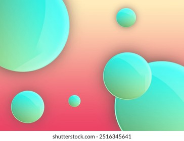 Vector illustration Abstract Circle liquid fluid red and orange color background with copy space. 3D sphere shape green color design. 