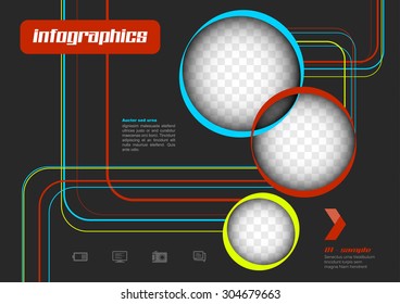 Vector illustration abstract circles. Infographic template with place for your photos.