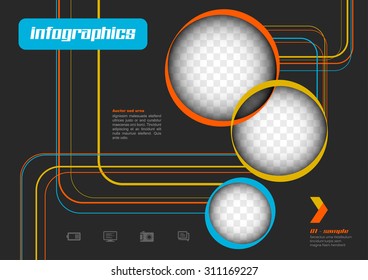 Vector illustration abstract circles. Infographic template with place for your photos.