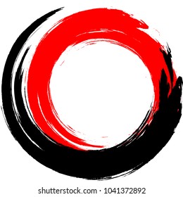 Vector illustration. Abstract the circular motion of the brush. The red black abstraction.