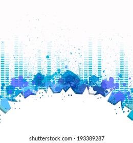 Vector Illustration of an Abstract City Background with Music Equalizer
