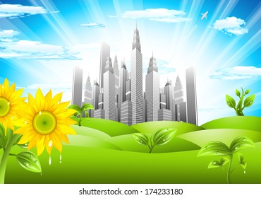 Vector illustration of abstract city concept.