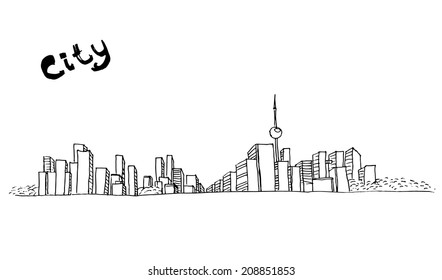 Vector illustration of abstract city in lines