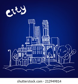Vector illustration of abstract city in lines