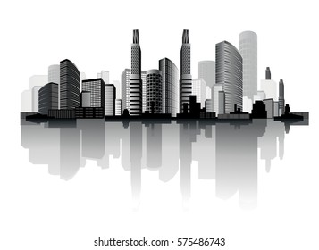 Vector illustration of an abstract city on the white background