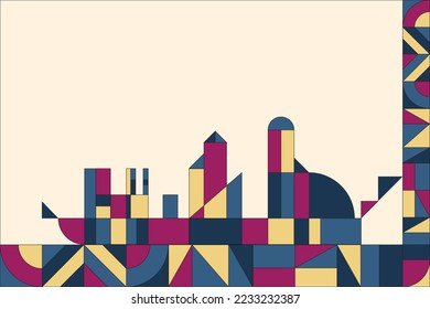 Vector illustration of an abstract cityscape inspired by Doha city in Qatar