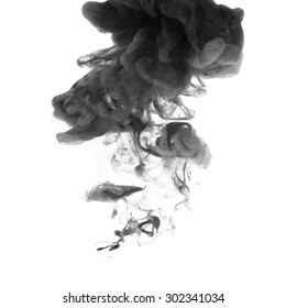 Vector Illustration of an Abstract Cloud. Black Ink swirling in Water