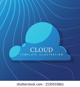 Vector illustration of an abstract cloud with an inscription and a pattern on the background. Modern trendy minimalist template. Weather forecast app logo design.