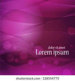 Vector illustration of Abstract color glowing background with purple lights and circles.