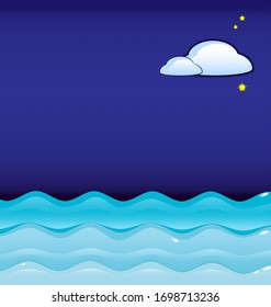 vector illustration abstract color image of the night and waves