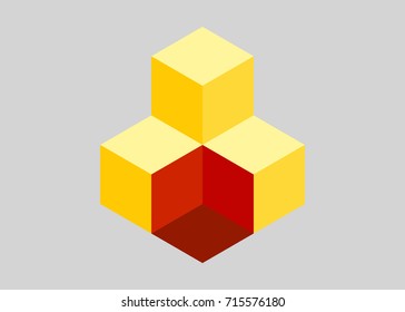 Vector illustration of abstract colored 3d cube. Background for poster, cover, banner, placard. Logo design