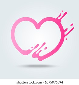 Vector illustration of abstract colored heart with splash. Romance. Background for poster, cover, banner, placard. Logo design