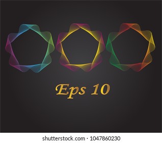Vector illustration of abstract colored lines in a circle on a black background.