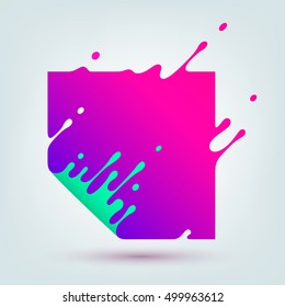 Vector illustration of abstract colored square. Abstract splash, liquid shape. Background for poster, cover, banner, placard. Logo design