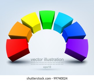 Vector Illustration of abstract colorful 3d rainbow, logo design