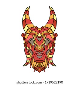 Vector illustration abstract colorful animal skull ornament. Illustration of batik for print, fabric, album art, web, promotion, tshirt and wallpaper background design