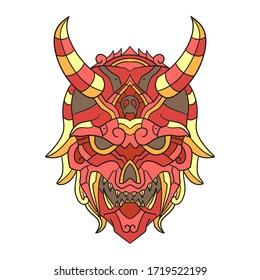 Vector illustration abstract colorful animal skull ornament. Illustration of batik for print, fabric, album art, web, promotion, tshirt and wallpaper background design