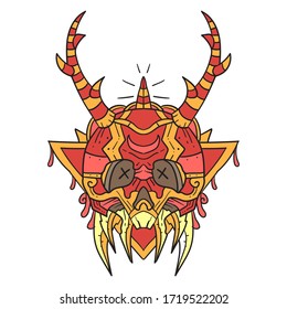 Vector illustration abstract colorful animal skull ornament. Illustration of batik for print, fabric, album art, web, promotion, tshirt and wallpaper background design