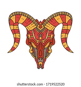 Vector illustration abstract colorful animal skull ornament. Illustration of batik for print, fabric, album art, web, promotion, tshirt and wallpaper background design