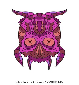 Vector illustration abstract colorful animal skull ornament. Illustration of batik for print, fabric, album art, web, promotion, tshirt and wallpaper background design