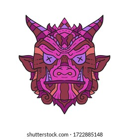 Vector illustration abstract colorful animal skull ornament. Illustration of batik for print, fabric, album art, web, promotion, tshirt and wallpaper background design
