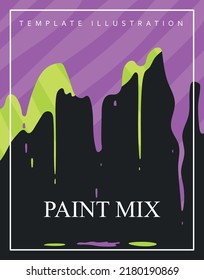 Vector illustration of an abstract colorful background with smooth flowing blobs of colors at the top of the screen. Modern template design with text and abstraction.