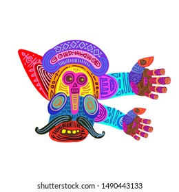 vector illustration abstract colorful ethnic ornament.  Hand drawing of mask and hand ornament in batik for print, fabric, web, promotion, and wallpaper background design