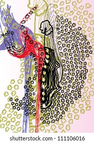 Vector illustration of an abstract colorful hand drawn pattern.