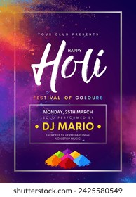 Vector illustration of abstract colorful Happy Holi background card design for color festival of India celebration greetings