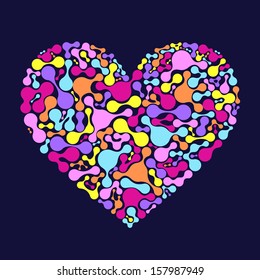 Vector illustration of abstract colorful heart on dark background