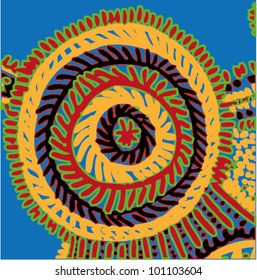 A vector illustration of an abstract colorful ornamental drawing.