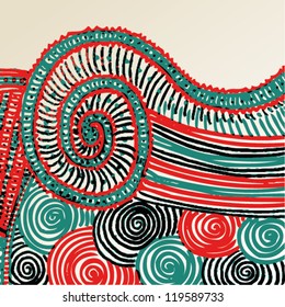 A vector illustration of an abstract colorful ornamental drawing.