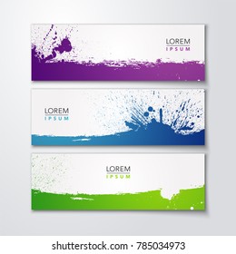 vector illustration of abstract colorful splash grunge brush design banner set