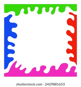 Ilustración vectorial con marco cuadrado colorido abstracto. Pintura de salpicadura abstracta, forma líquida. Fondo para cartel, portada, banner, cartel.
