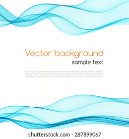 Vector illustration Abstract colorful transparent wave. Blue smoke line