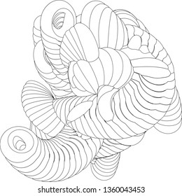 Vector illustration of an abstract complex structure consisting of geometric shapes on a white background. Suitable as a template for a coloring book.