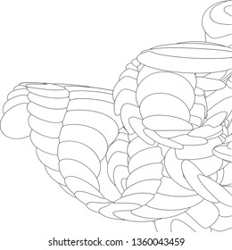 Vector illustration of an abstract complex structure consisting of geometric shapes on a white background. Suitable as a template for a coloring book.