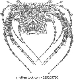 Vector illustration of an abstract complex structure consisting of geometric shapes on a white background