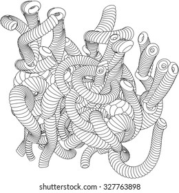 Vector illustration of an abstract complex structure consisting of geometric shapes on a white background