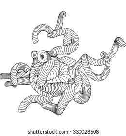 Vector illustration of an abstract complex structure consisting of geometric shapes on a white background