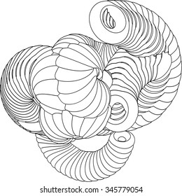 Vector illustration of an abstract complex structure consisting of geometric shapes on a white background